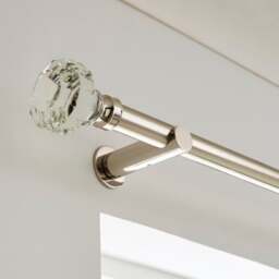 Crystal Gemstone Fixed Metal Curtain Pole with Rings - thumbnail 1