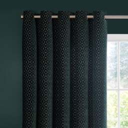Diamond Geometric Velvet Eyelet Curtains - thumbnail 1