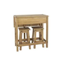 Corona 2 Seater Rectangular Drop Leaf Dining Table with 2 Chairs - thumbnail 4