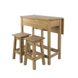 Corona 2 Seater Rectangular Drop Leaf Dining Table with 2 Chairs - thumbnail 3