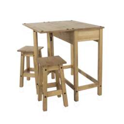 Corona 2 Seater Rectangular Drop Leaf Dining Table with 2 Chairs - thumbnail 1