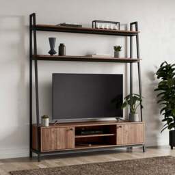 "Fulton Pine Ladder Shelf TV Unit for TVs up to 60""" - thumbnail 1