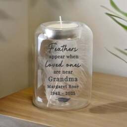 Personalised Loved Ones Feather Memorial Tealight Holder - thumbnail 4