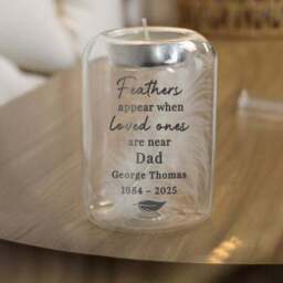 Personalised Loved Ones Feather Memorial Tealight Holder - thumbnail 3