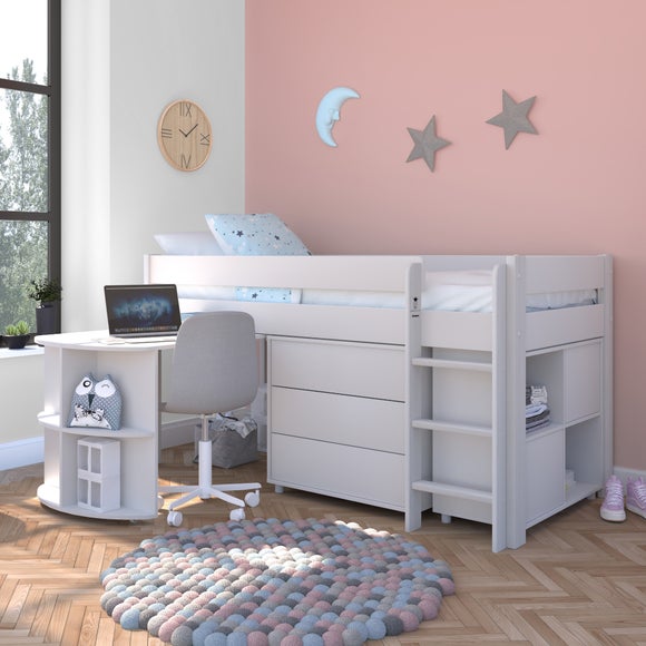 Uno Midsleeper With Pull Out Desk Chest of Drawers and Cube Unit Pine - image 1