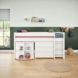 Uno Midsleeper With Pull Out Desk Chest of Drawers and Cube Unit Pine - thumbnail 5