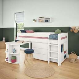 Uno Midsleeper With Pull Out Desk Chest of Drawers and Cube Unit Pine - thumbnail 3