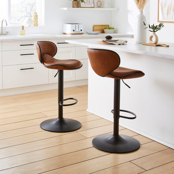 Donte Adjustable Height Swivel Bar Stool, Faux Leather - image 1