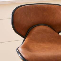 Donte Adjustable Height Swivel Bar Stool, Faux Leather - thumbnail 3