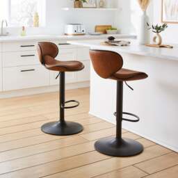 Donte Adjustable Height Swivel Bar Stool, Faux Leather - thumbnail 1