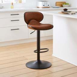 Donte Adjustable Height Swivel Bar Stool, Faux Leather - thumbnail 2