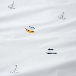 Embroidered Boats Cotton Duvet Cover and Pillowcase Set - thumbnail 4