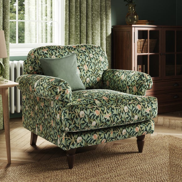 Jolene William Morris Bird & Pomegranate Print Velvet Snuggle Chair - image 1