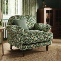 Jolene William Morris Bird & Pomegranate Print Velvet Snuggle Chair - thumbnail 1