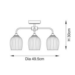 Vogue Leroy 3 Light Ribbed Semi Flush Ceiling Light - thumbnail 6