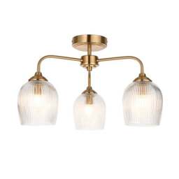 Vogue Leroy 3 Light Ribbed Semi Flush Ceiling Light - thumbnail 5
