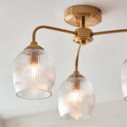 Vogue Leroy 3 Light Ribbed Semi Flush Ceiling Light - thumbnail 2