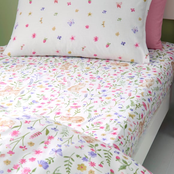 Set of 2 Floral Kitty Cats Fitted Sheets - image 1