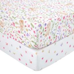 Set of 2 Floral Kitty Cats Fitted Sheets - thumbnail 3