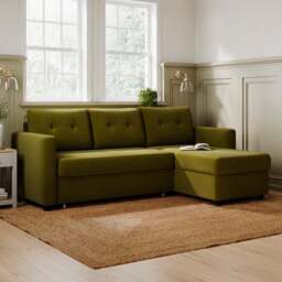 Barker Velvet Trundle Corner Chaise Sofa Bed - thumbnail 2