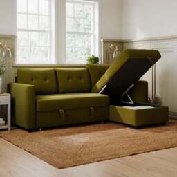 Barker Velvet Trundle Corner Chaise Sofa Bed - thumbnail 3