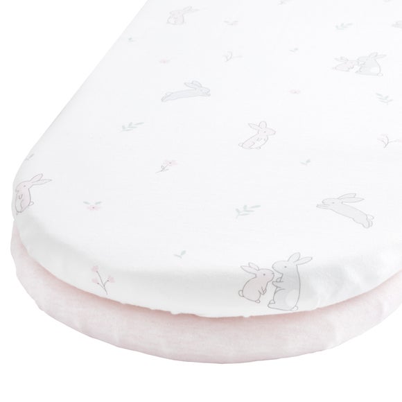 Pack of 2 Jersey Pink Bunny 100% Cotton Fitted Sheets - image 1