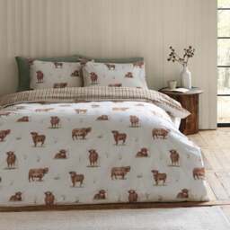 Catherine Lansfield Angus Highland Cow Polycotton Duvet Cover & Pillowcase Set - thumbnail 1