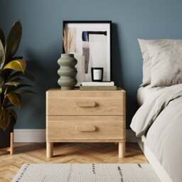 Hatton 2 Drawer Wide Bedside Table