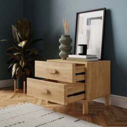 Hatton 2 Drawer Wide Bedside Table - thumbnail 2