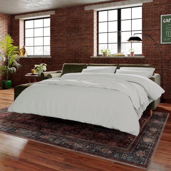 Max Velvet 3 Seater Corner Storage Double Sofa Bed - image 1