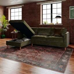 Max Velvet Corner Storage Sofa Bed - thumbnail 3