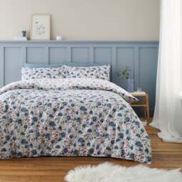 Bianca Ophelia Floral 100% Brushed Cotton Duvet Cover & Pillowcase Set - thumbnail 1