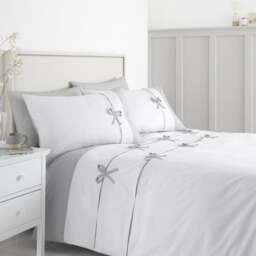 Catherine Lansfield Milo Bow Duvet Cover & Pillowcase Set - thumbnail 1