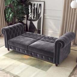 Felix Velvet Chesterfield Double Sofa Bed - thumbnail 2