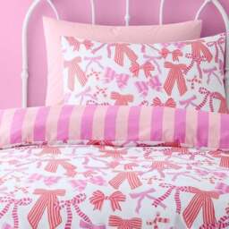 Bedlam Bow and Stripes Reversible Duvet Cover & Pillowcase Set - thumbnail 2