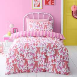Bedlam Bow and Stripes Reversible Duvet Cover & Pillowcase Set