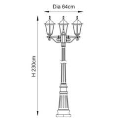 Vogue Trenton Outdoor 3 Light Lamppost - thumbnail 6