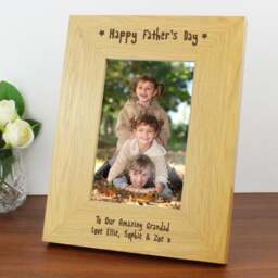 Personalised Happy Fathers Day Oak Finish Photo Frame - thumbnail 1