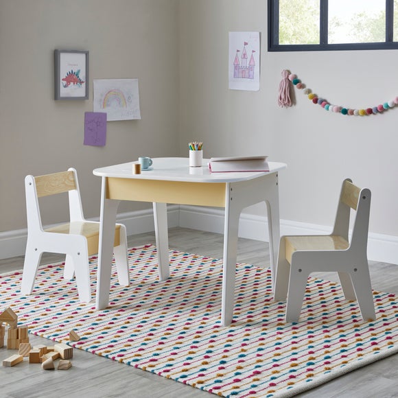 Kids Noa Table and Chairs Set, White Natural - image 1
