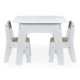 Kids Noa Table and Chairs Set, White Natural - thumbnail 2