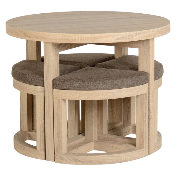 Cambourne 4 Seater Round Stowaway Dining Table with 4 Chairs - image 1