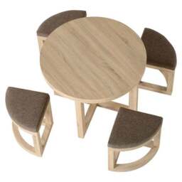 Cambourne 4 Seater Round Stowaway Dining Table with 4 Chairs - thumbnail 5