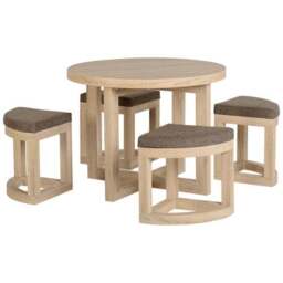 Cambourne 4 Seater Round Stowaway Dining Table with 4 Chairs - thumbnail 4