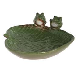 Fallen Fruits Ceramic Leaf with Frogs Bird Bath