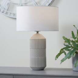 Meribel Tall Geo Textured Ceramic Table Lamp - thumbnail 1
