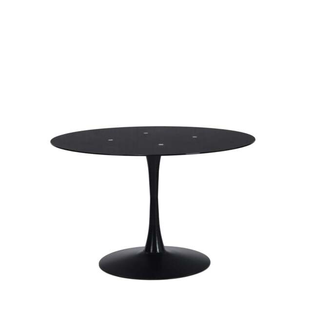 Addison 4 Seater Round Tulip Dining Table, Glass Black