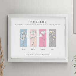 Personalised Birth Flower Family of 4 Framed Print - thumbnail 1
