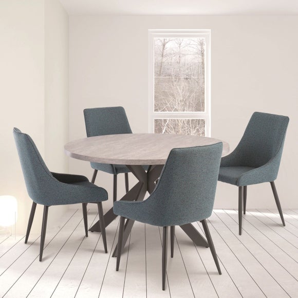 Rimini 4 Seater Round Dining Table, Light Grey