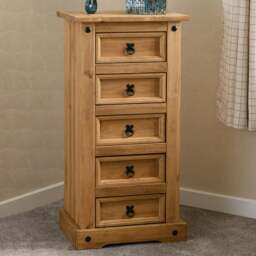 Corona Tall 5 Drawer Chest, Pine - thumbnail 1