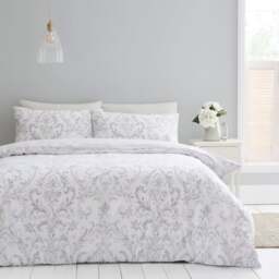 Ashleigh Damask 100% Cotton Duvet Cover & Pillowcase Set - thumbnail 1